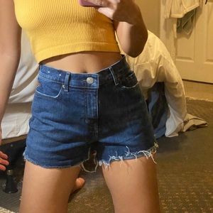 High waisted denim shorts